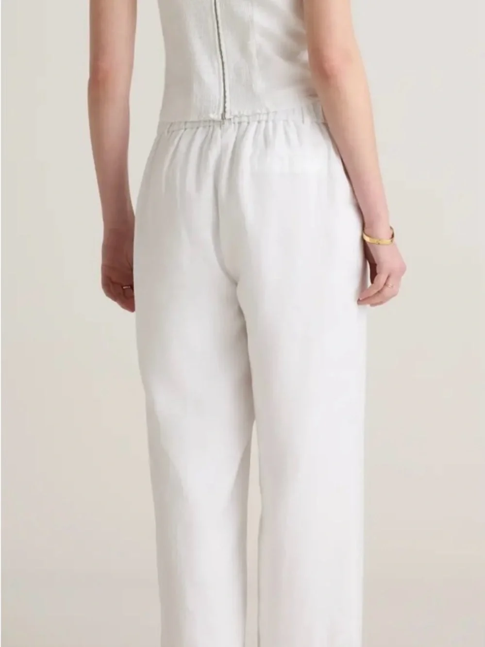 Quince 100% European Linen White Wide Leg Pants Size 10